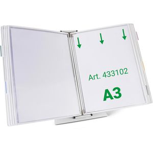 Tarifold Sichttafelsystem 433102, A3, Tischständer, weiß, inkl. 10 Sichttafeln