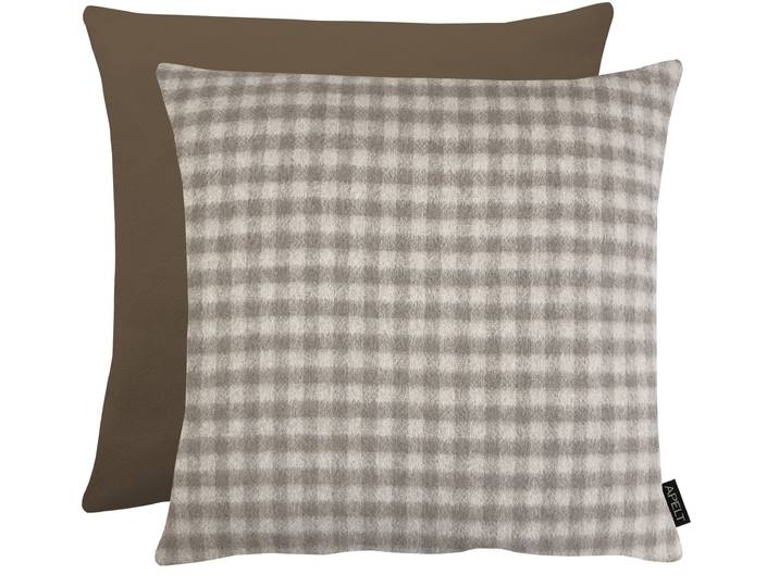 Dekokissen APELT Alois , grau (natur, beige, braun, kariert), B:46cm H:0,5cm L:46cm, Mischgewebe, Dekokissen_Sitzkissen_Kissenhüllen, Dekokissen