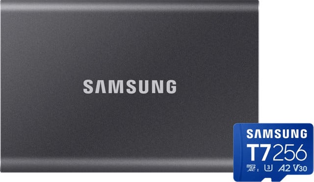 Samsung T7 Portable SSD 4TB Grijs en Samsung MicroSDXC T7 256GB 170MB/s Set