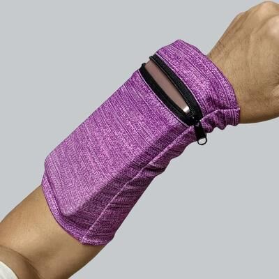 Inspired Finds Black Zipper Wrist Support Storage Bag Sweat Absorbing Wrist Wrap For Fitness lavender