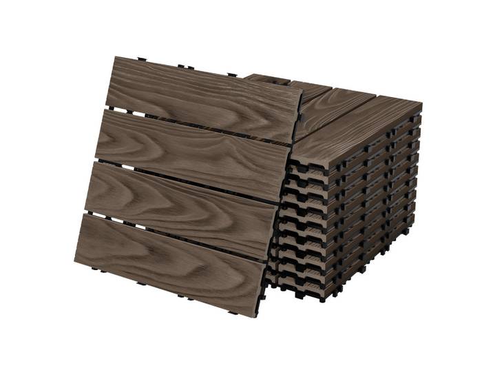 Ml-Design Terrassenfliese Dunkelbraun 33 Stück, wetterfest-Zonen, Quadratisch, 30x2x30 cm, wetterfest, Teppiche und Böden, Terrassenböden & Balkonböden, Terrassenfliesen