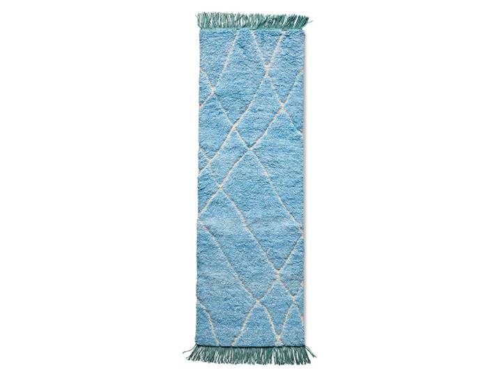 HKliving Handgeknüpfter Läufer 80x250 cm Wolle Blau-türkis