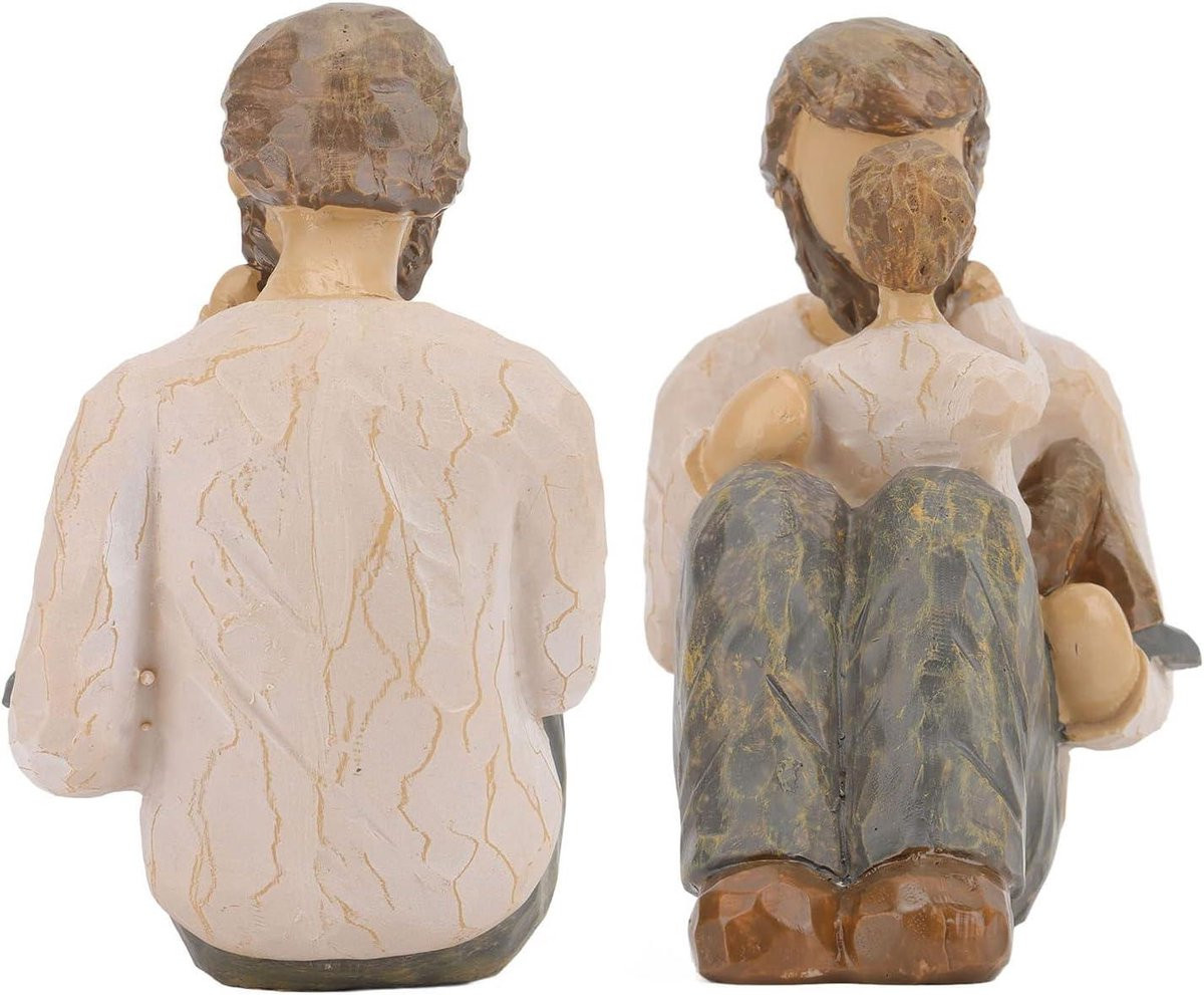 Handgeschilderd Beeldje Vader en Zoon Multicolor Hoogte: 11,5 cm