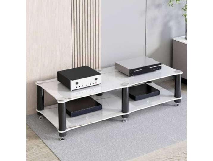ZSCNYHMT Audio-Rack, Mehrstöckiger Stereo-Schrank Mit Glasböden Stabile unterstützung, vibrationsreduzierende details, für verstärker, player und audiogeräte(A,33cm/13in)