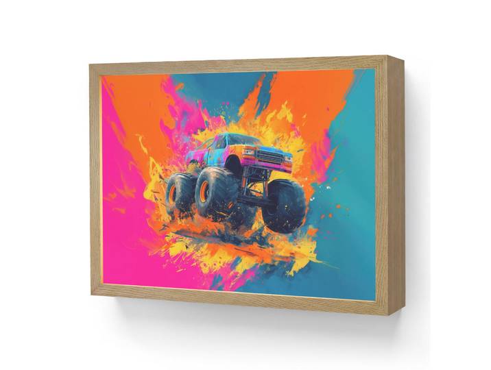 OnlyWow Nachttischlampe - Monstertruck - Abstrakt - Farbspritzer - Farbenfroh - 40x30 cm, Pink, Holzwerkstoff, Rechteckig, LED integriert, 40x30x8 cm, Lampen & Leuchten, Innenbeleuchtung, Nachtlicht