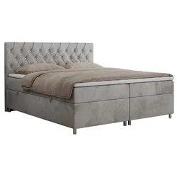 BOXBETT ROMA 180/200 - Hellgrau Velvet - H3
