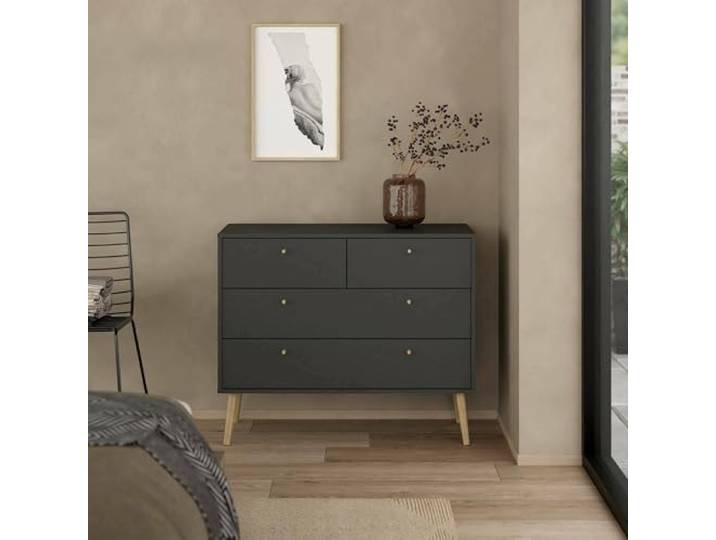 Dmora - Kommode Tiffany, Mehrzweckkommode, Schlafzimmerkommode, Schrank mit Schubladen, 99x39 h82 cm, Grau