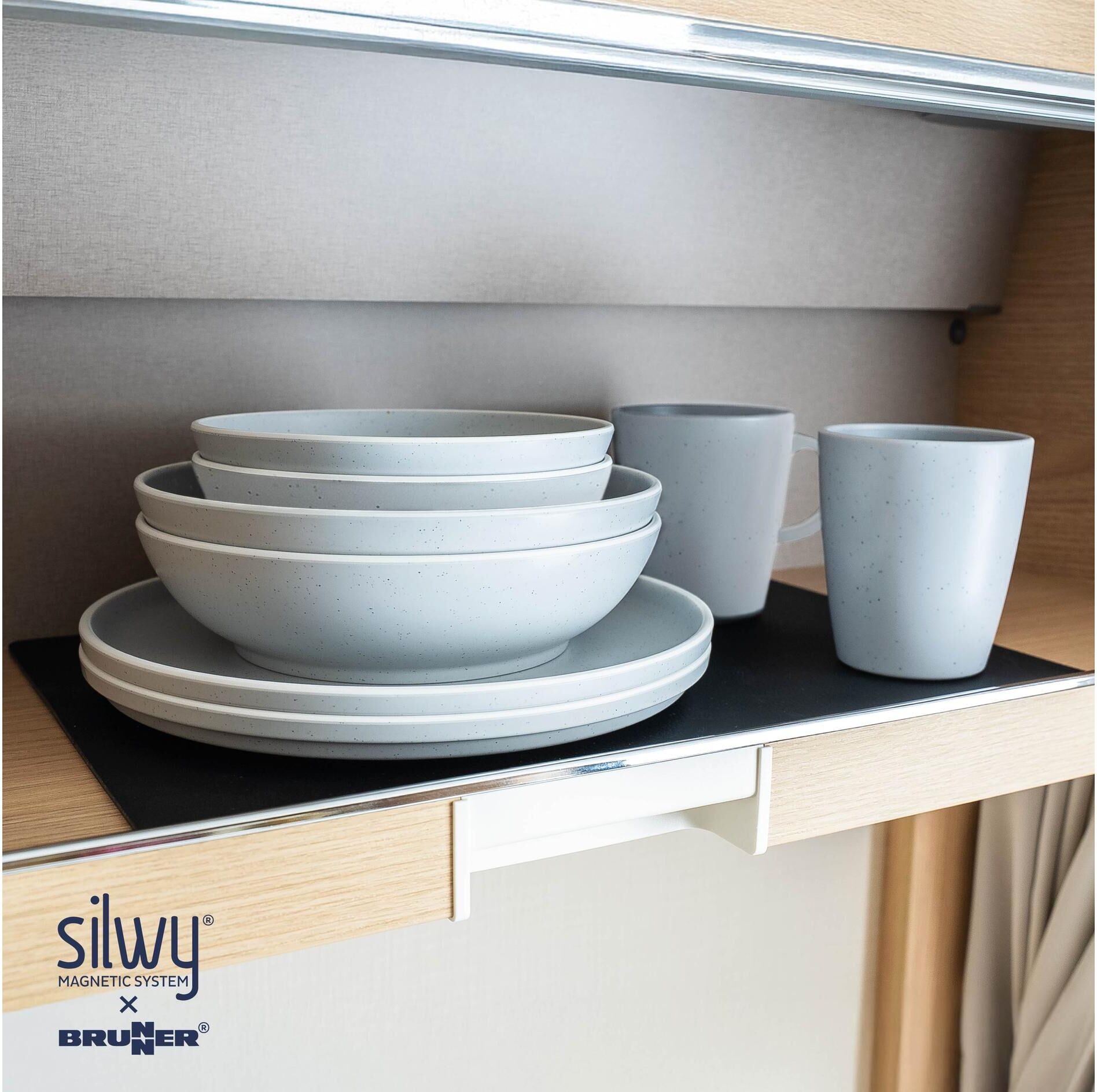 Kombiservice "Dolomit", weiss (weiß), SILWY MAGNETIC SYSTEM, Geschirr-Sets, 11 Stk., Kunststoff, Kombiservice weiß 11 Stk.