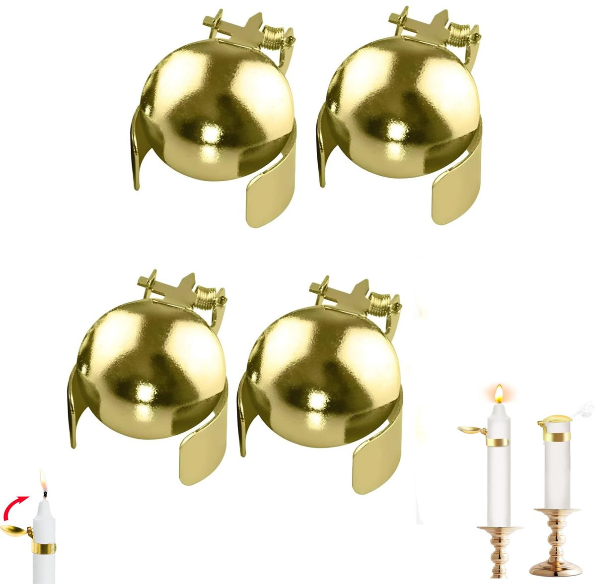 Set van 4 automatische kaarsendovers in goud