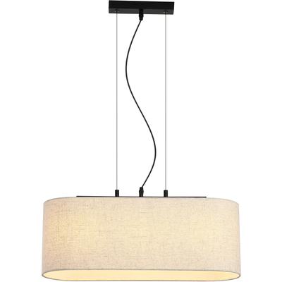 SEARCHLIGHT Pendelleuchte "Hessian 3Lt Pendelleuchte, schwarzes Metall mit Leinenschirm", beige (schwarz), H: 25cm, 1 Stk., Leuchten, Pendelleuchte