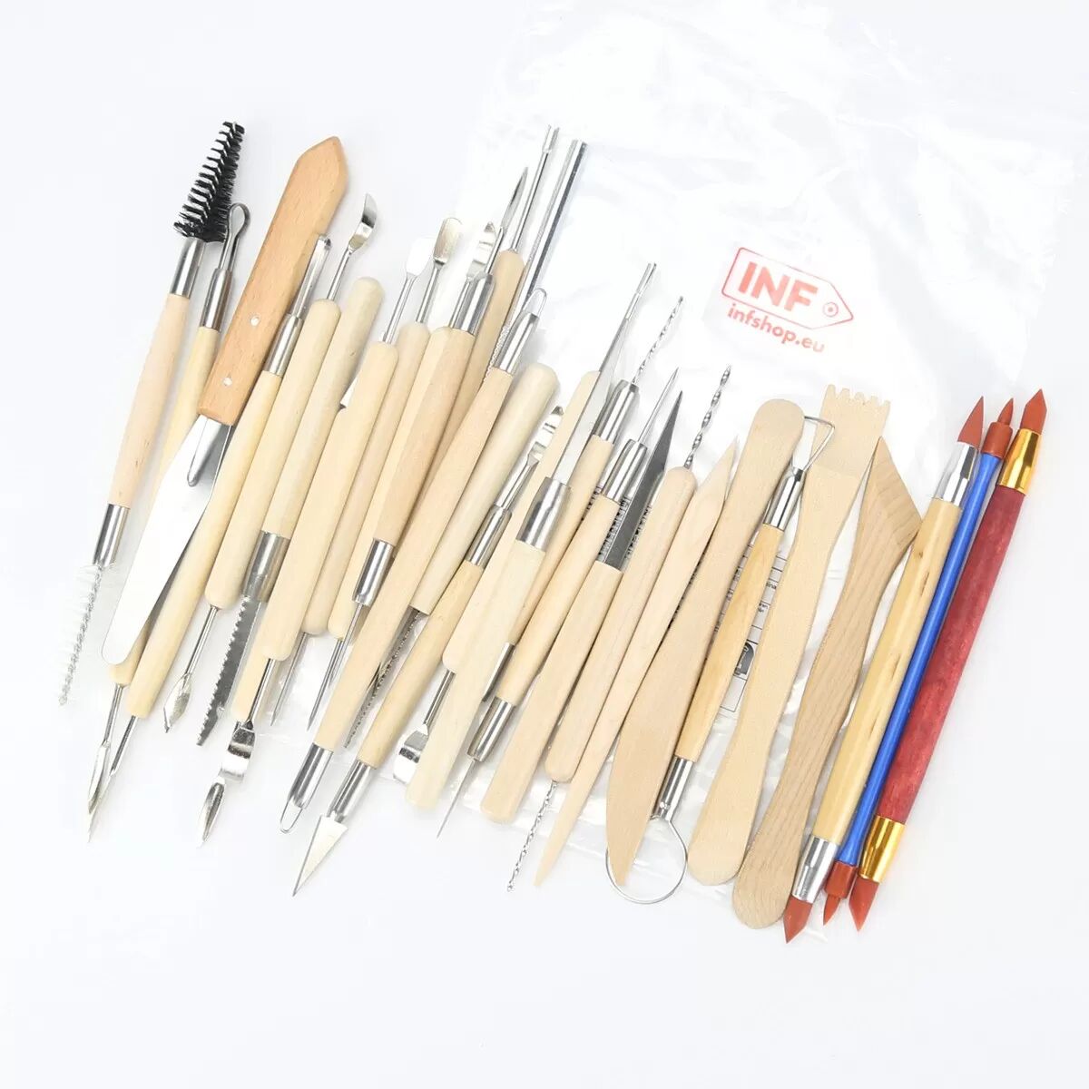 INF 30-teiliges Töpferwerkzeug Set: Edelstahl & Holz Modellier- und Schnitzset