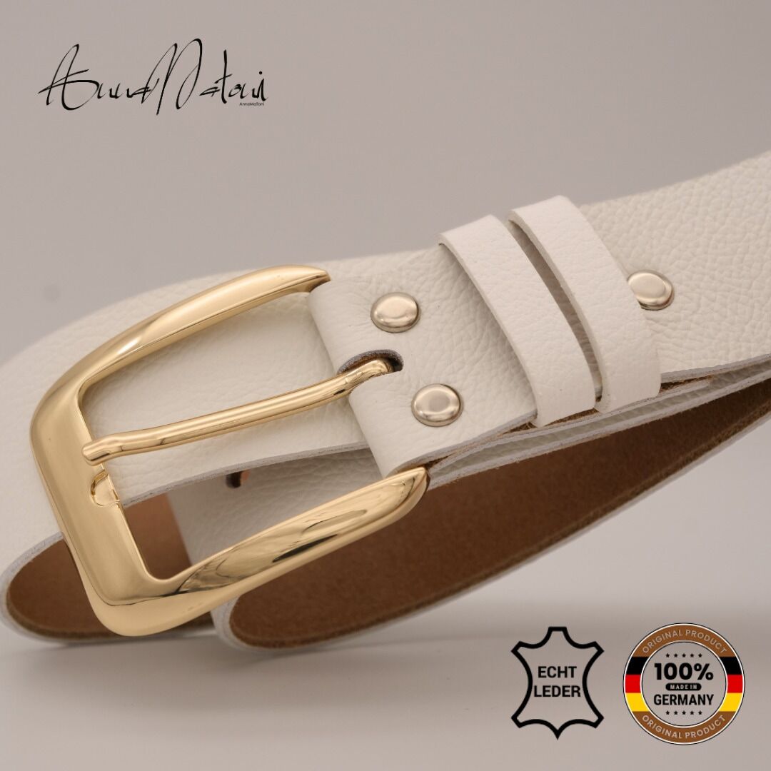 Ledergürtel ANNAMATONI "AnnaMatoni Ledergürtel Fina Ledergürtel Fina", Damen, Gr. TW90 - 105cm Gesamtlänge, weiß (weiß 100), 100% Leder, Gürtel Ledergürtel