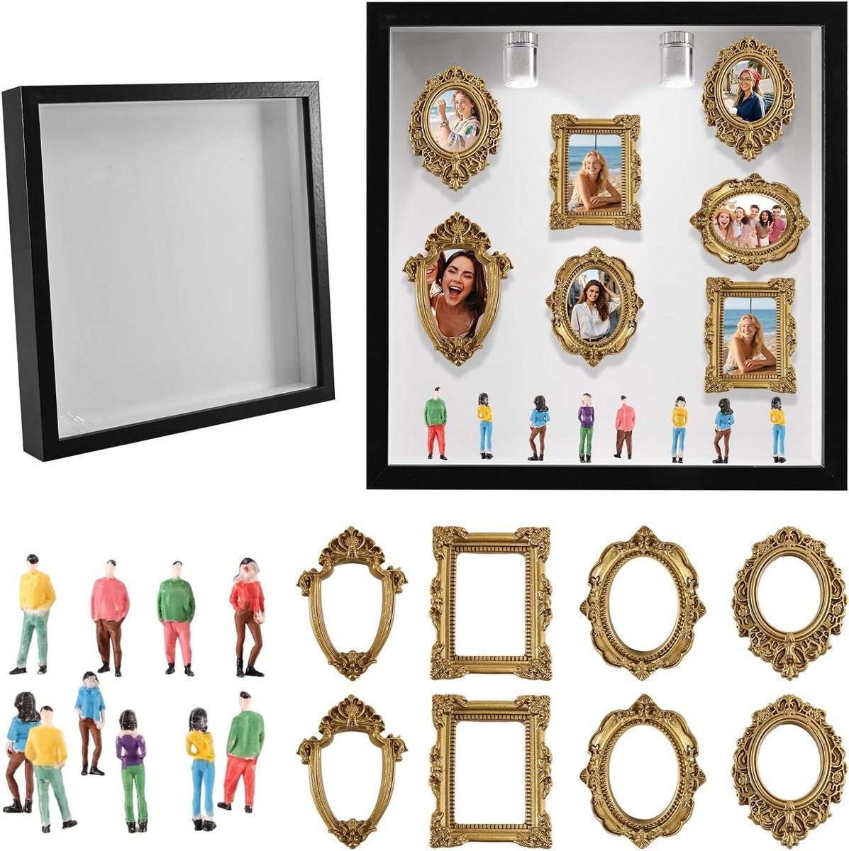 Mini Museum Silhouettebox Lichtbox Decoratie met Mini Fotolijst - Vintage - 1 stuk