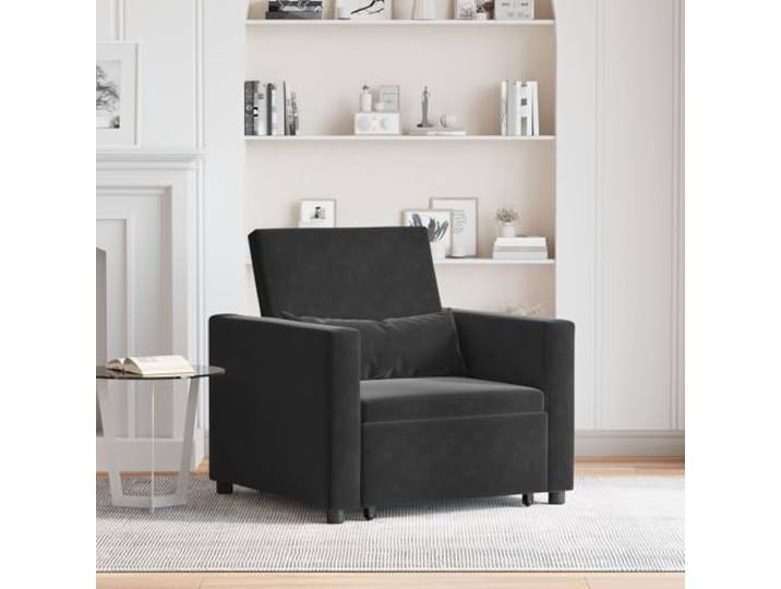 HEFZGDB 3-in-1 Einzelsofa-Bett wandelbar schwarzes Velvet, umbaubares Design als Sessel und Schlafsofa mit bequemer Polsterung, platzsparend für kleine Wohnungen, moderner schwarzer