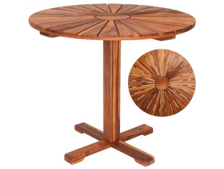 Table de jardin Sunrise balcon terrasse en bois d'acacia huilé Ø 70 5cm brun
