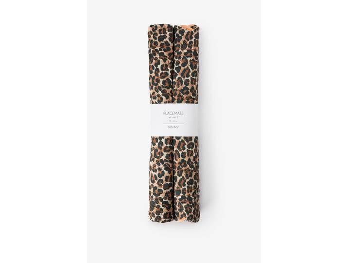 Lichtoranje placemat set met hartjes en leopard print
