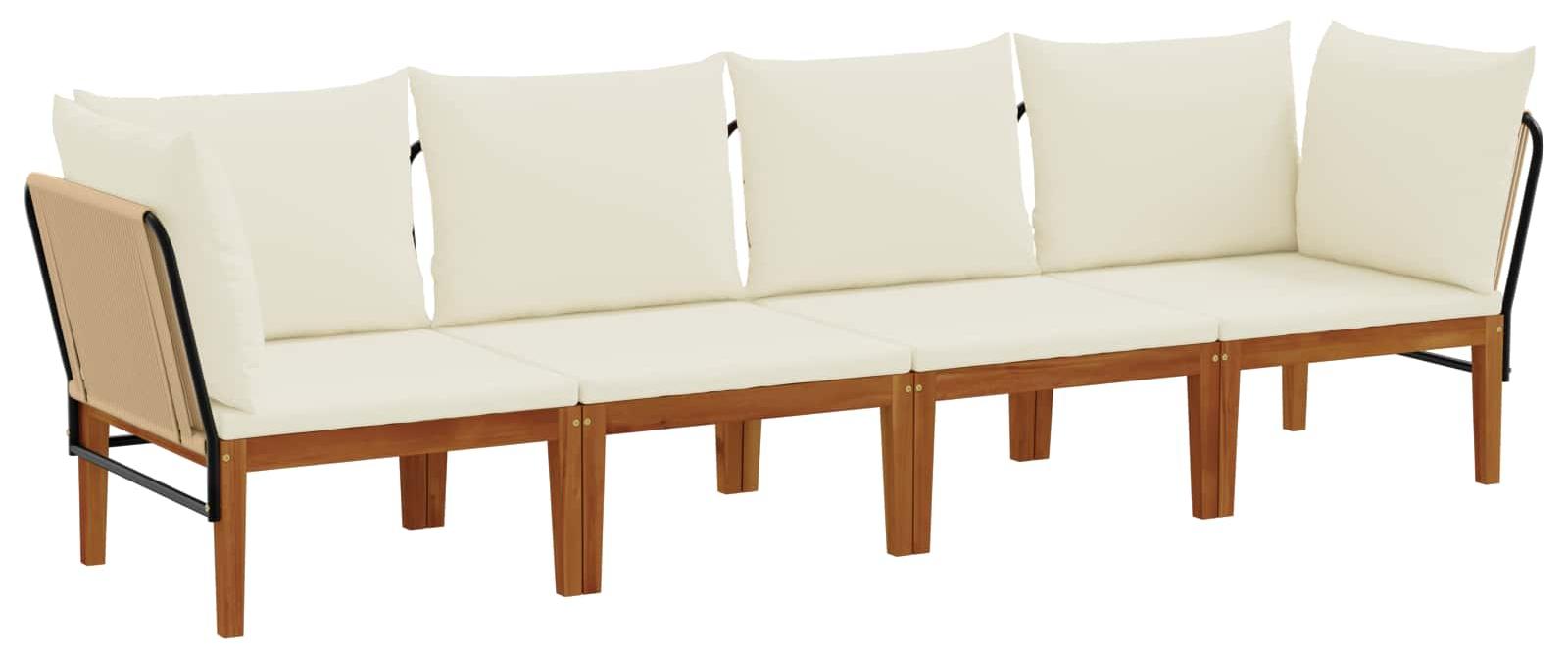 vidaXL 4 stk. Massives Akazienholz & Seil Natur