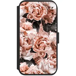 Nivocase Klapphülle für Apple iPhone 11 Handyhülle aus Kunst Leder NIVOflip schwarz Blume Rose Vintage (Apple iPhone 11), Smartphone Hülle, Schwarz