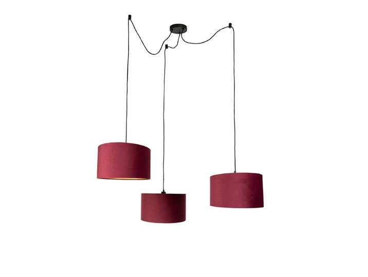 Suspension noire avec abat-jour rouge et intérieur doré 35cm 3