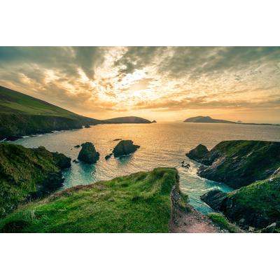 Fototapete PAPERMOON "DINGLE HALB-INSEL-IRLAND STRAND KLIPPEN KÜSTE GEBIRGE", bunt, B:3m L:2,23m, Vlies, Tapeten