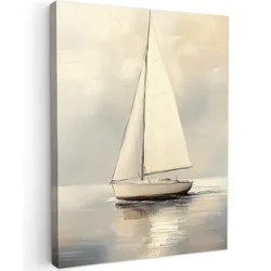 LEINWANDBILD Segelschiff - Meer - Bewölkt Wandbild Wohnzimmer 60x80 cm