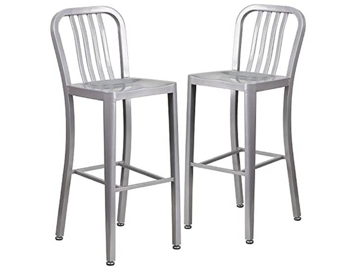 Flash Furniture Barstuhl, verzinkter Stahl, Silber, 50,8 x 39,4 x 109,2 cm