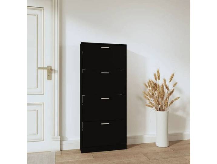 Clarence - TOP* Porte chaussures/ Armoire à chaussures - Noir 59x17x150 cm - bois d'ingénierie EU1859