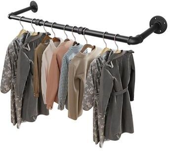 No "Industrial Pipe Clothes Rack - 9.6""D x 53.7""W x 2.56""H"