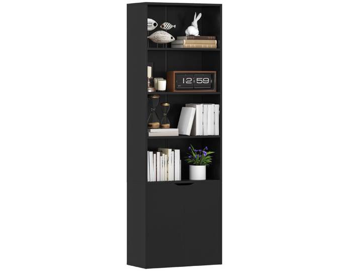 Bibliothèque - HOMCOM - 4 compartiments - meuble de rangement livres - 59x29x180 cm - Noir