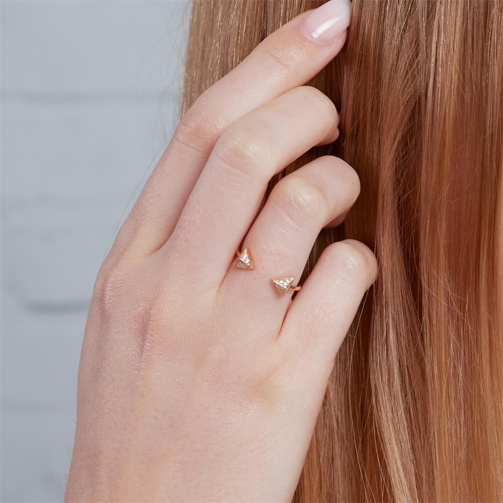 Unique Ring Pyramiden Zirkonia Silber rosévergoldet