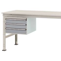 Manuflex ZB4614.9006 Gehäuse-Unterbau Stationär, Nutzhöhe 300 mm mit 3 Schubfächer. Für Tischtiefe 1200 mm