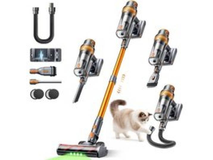 Aspirateur Balai Sans Fil 55KPa/650W/70Min Tuyau 1M Mode Auto Charge Murale Écran LCD Poils Animaux Sols Voiture