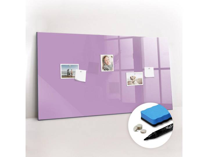 Tulup Magnettafel 120x60 Flieder schwarzer Marker, Violett, Glas, 120x0.4x60 cm, Bilder & Rahmen, Pinnwände & Magnettafeln