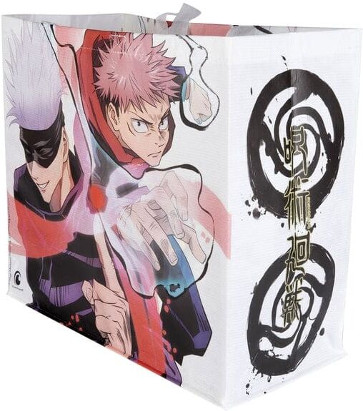 Konix Jujutsu Kaisen Yuji ; Gojo White Shopping Tote - Reusable, Officially Licensed, 40 × 45 × 20 cm, Predominantly White