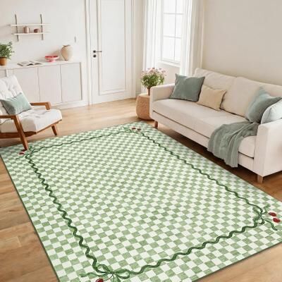 Garvee Geometric Checkered Bow Washable Area Rug