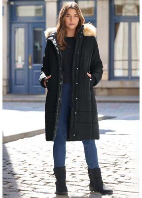 Plus Size Women's Plus Size Knee Length Puffer Coat by Roaman's in Black (Size 2X) Winter Coat