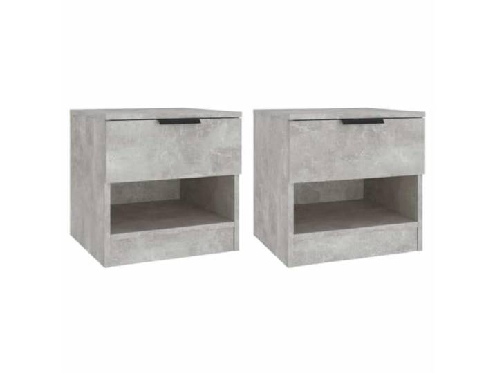 KDVXBCQJH Nachttisch 2er Set Betongrau Holzwerkstoff 40x39x40cm Praktisches Beistellmöbel fürs Schlafzimmer mit Schublade und Fach für optimale Ordnung direkt neben der Liegefläche.