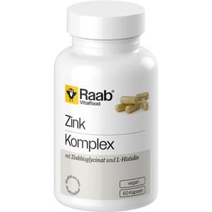 Raab-Vitalfood Zink Komplex, 60 Kapseln, Zinkbisglycinat, je Kapsel 6,5 mg