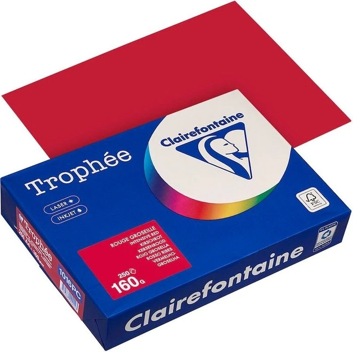 Clairefontaine Kopierpapier Trophée kirschrot DIN A4 160 g/qm 250 Blatt