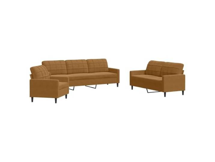 Makastle 3er Set Sofa Couchgarnitur mit Kissen Braun Samt