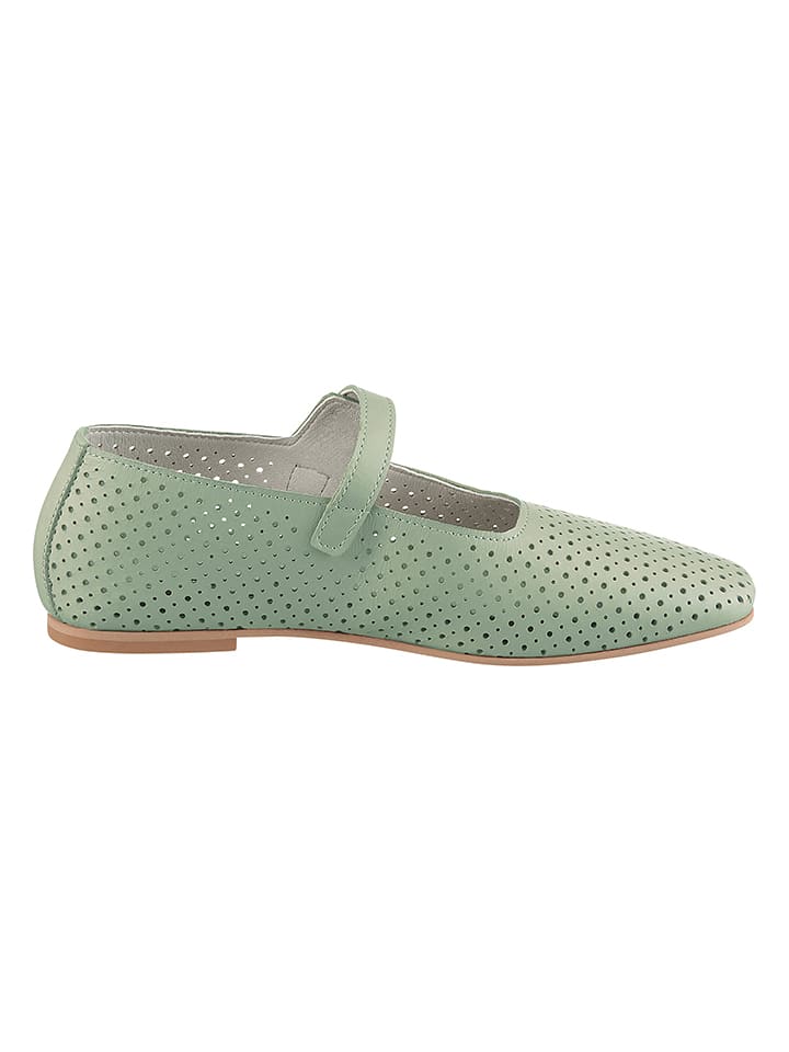 Heine Leder-Spangenballerinas in Mint - 36