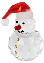 "Saro Lifestyle Crystal Snowman Figurine - Faceted Glass Holiday Tabletop Sculpture - 4""x2"""