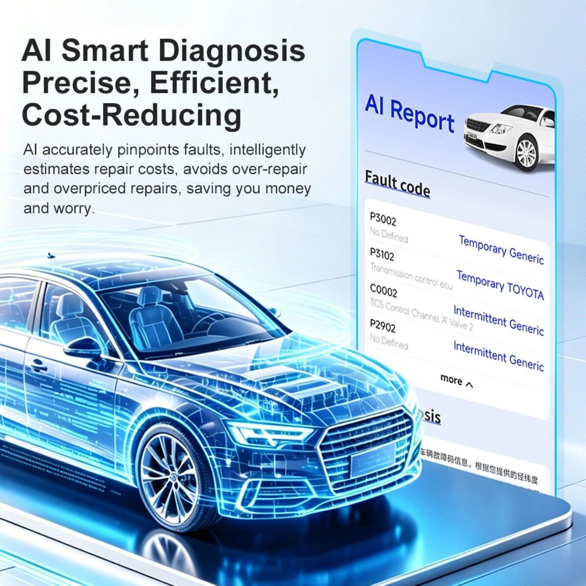 INF KFZ-Diagnose-Tablet Motorkennfelldetektor — OBD2-Scanner, 2.8 inch Farbdisplay, 40,000+ DTCs, Mode 6/8, Cloud Print