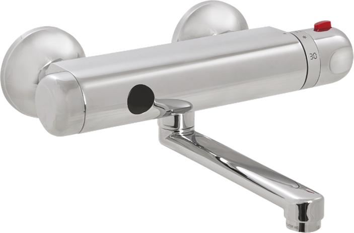 Sanela Automatische Wandwaschtischarmatur mit ALS-Elektronik und Unterarm, 100 mm Abstand, 24 V DC S
