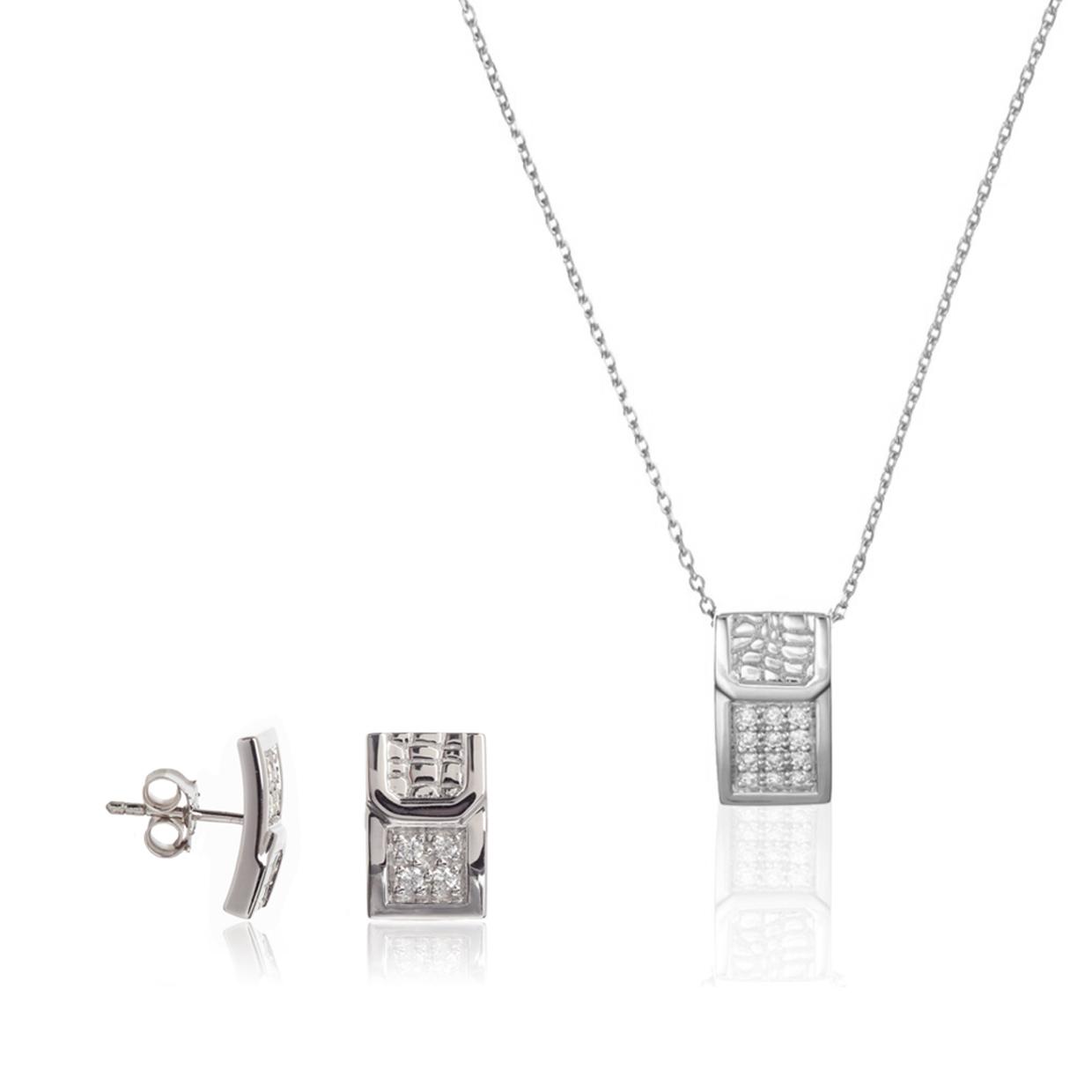 Orphelia Dames 925 Sterling Zilveren Set: Ketting-Hangar + Oorbellen - Zilver SET-5902
