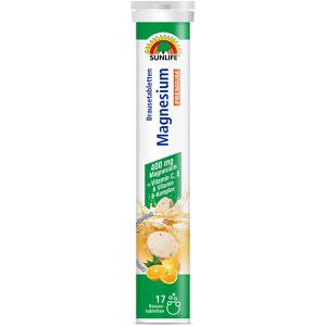 SUNLIFE Magnesium Premium, 17 Brausetabletten, Magnesiumcarbonat + Vitamin C, E & Vitamin B-Komplex, 400 mg