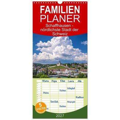 Familienplaner 2027 - Schaffhausen - nördlichste Stadt der Schweiz mit 5 Spalten (Wandkalender, 21 x 45 cm) CALVENDO