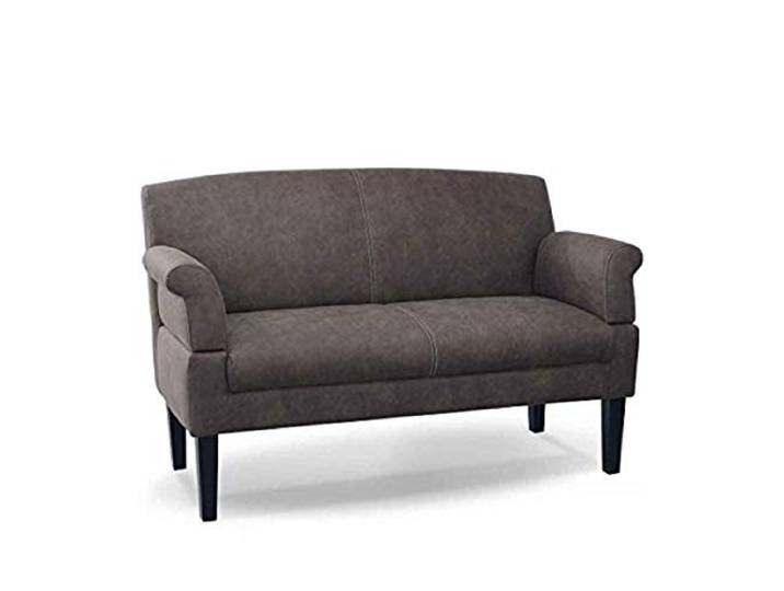 CAVADORE 2-Sitzer Küchensofa Malm, Sitzbank für Küche oder Esszimmer in Lederoptik, Inkl. Armteilverstellung, Federkern und moderner Kontrastnaht, 152 x 97 x 78, Mikrofaser: grau