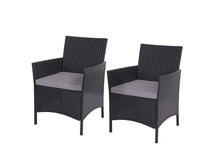 Mendler 2er-Set Poly-Rattan Korbsessel Halden - anthrazit, Kissen anthrazit Gartensessel