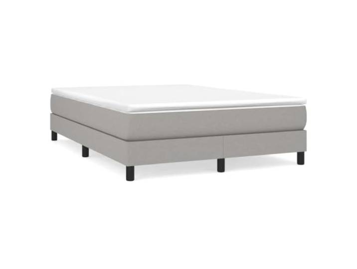 PUGYNBK Boxspringbett, 140 x 200 cm, mit grauer Matratze Gefederte Federn, mittlere Festigkeit, atmungsaktiver Stoff, Lattenrost aus Holz